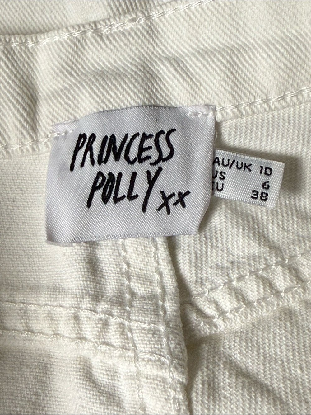 👌Princess Polly high waist straight leg raw hem white jeans cotton Size 6 - Picture 3 of 9
